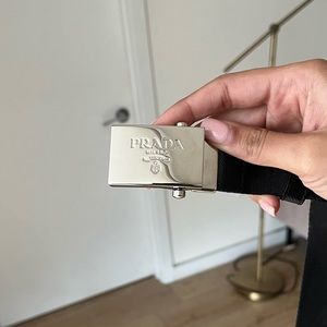 PRADA Nylon Logo Buckle Belt